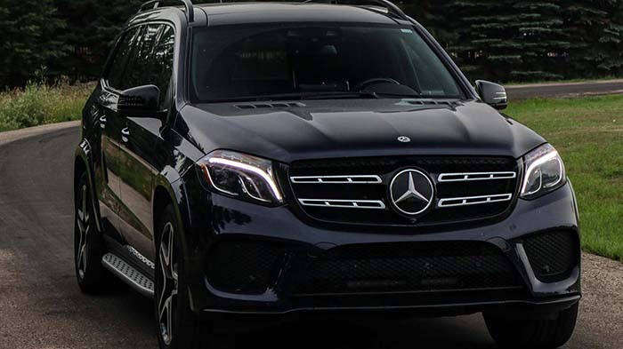 Luxurious black car front view